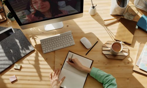 A person in a meeting via video call