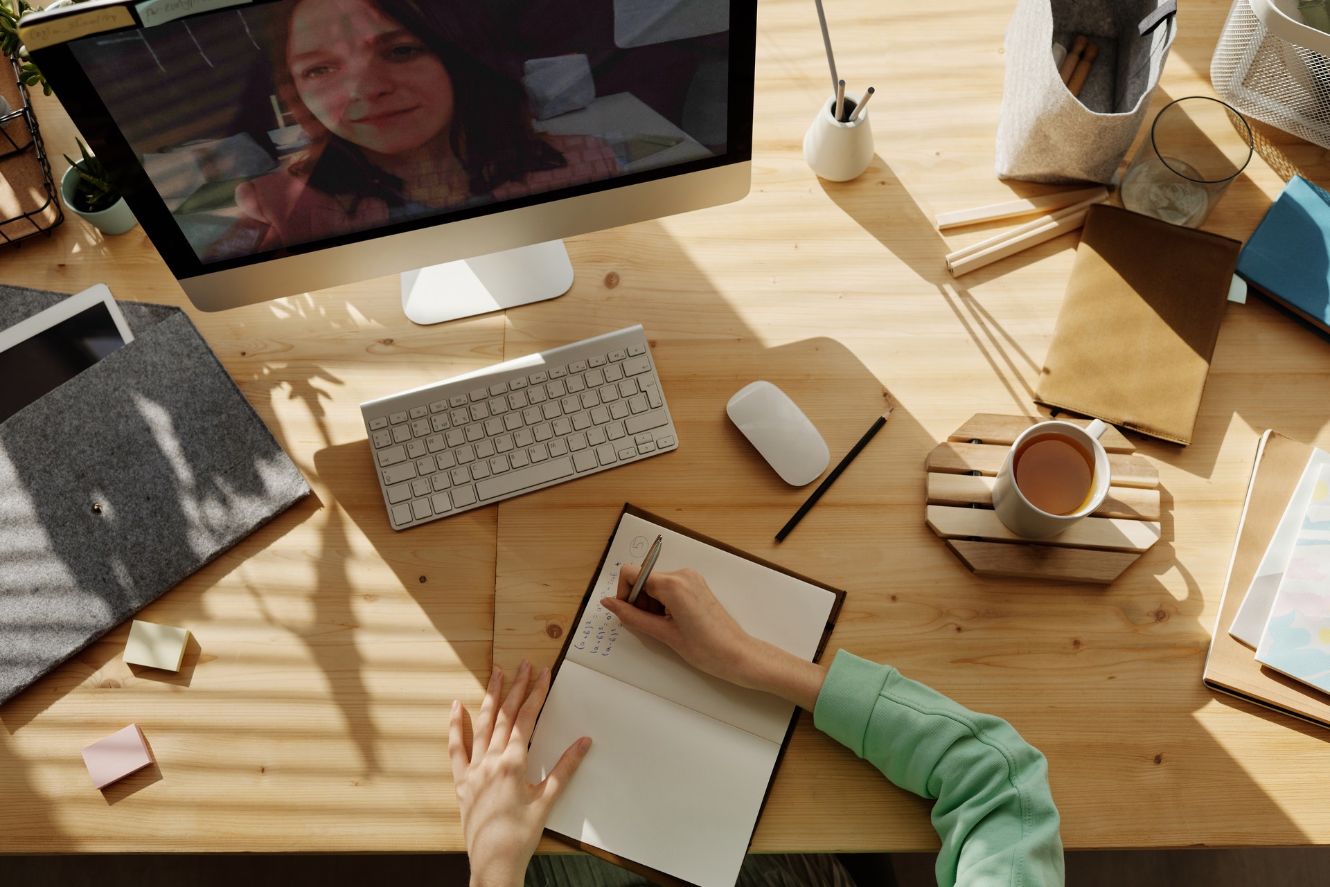 A person in a meeting via video call