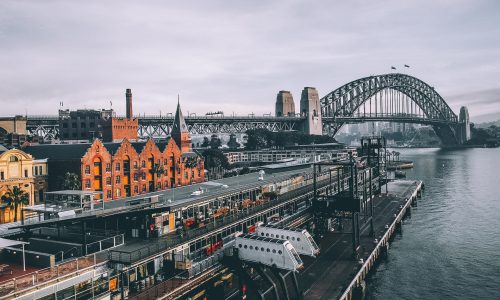 ariel side view of the sydney harbour bridge