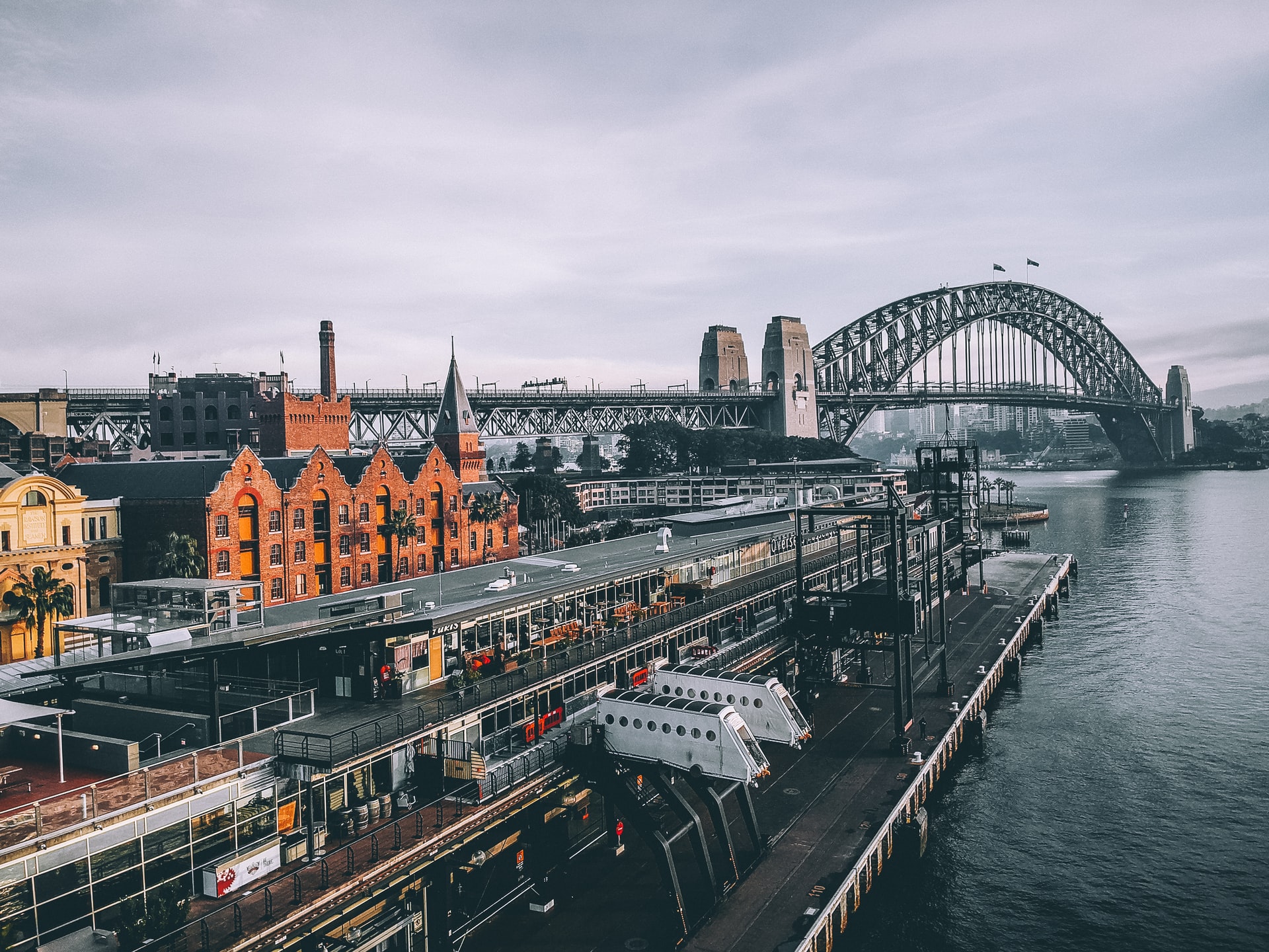 ariel side view of the sydney harbour bridge