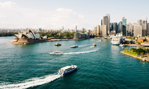 Aerial view of sydney harbour during the day