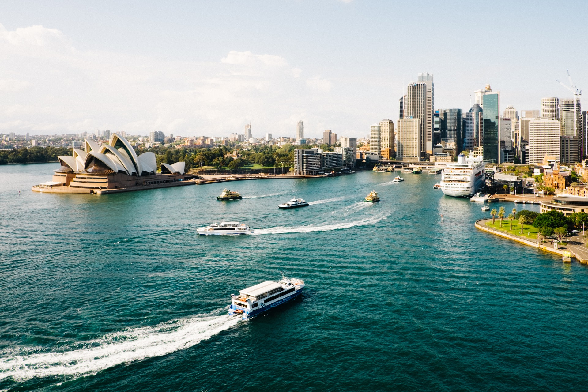 Aerial view of sydney harbour during the day